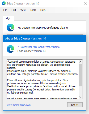 Mini-App Example: Microsoft Edge Cleaner (About Form)